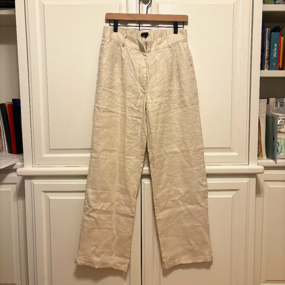 NEW Quince 100% European Linen Pleated Trouser in Sand
